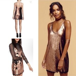 Intimately Free People Like New Seeing Double Sequin Dress Black Size M